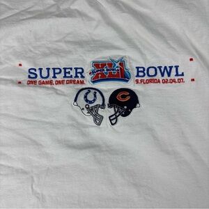 2007 Super Bowl XLI Colts vs Bears Embroidered Logo Tee - White XL